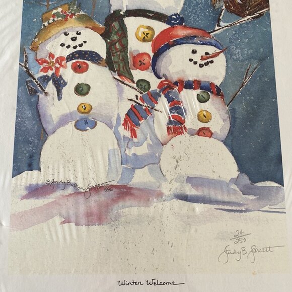Vintage Winter Welcome by artist Judy Bolton Jarrett 1996, print 24/250, signed - Picture 16 of 16